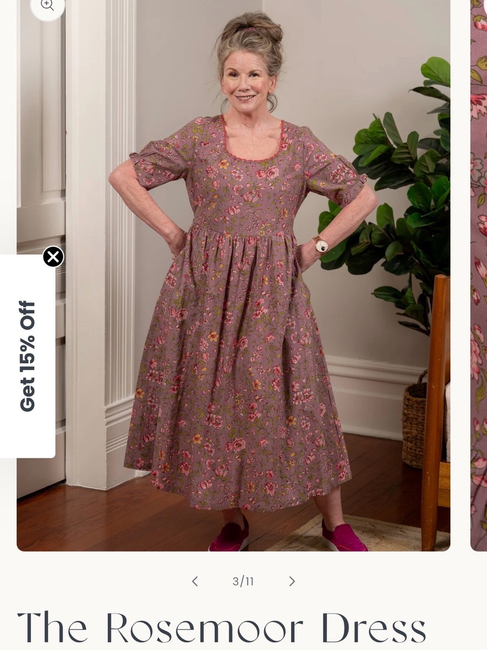 April Cornell Rosemoor Midi Dress in Dusty Mauve Floral